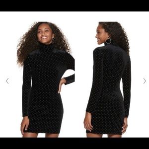 Love, Fire Black Studded Velvet Dress L